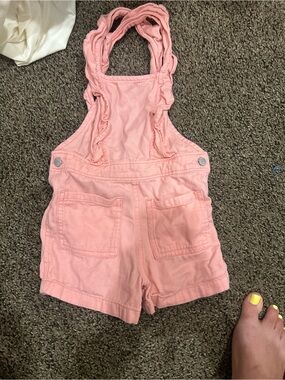 Old Navy Pink Ruffle-strap Short Overalls